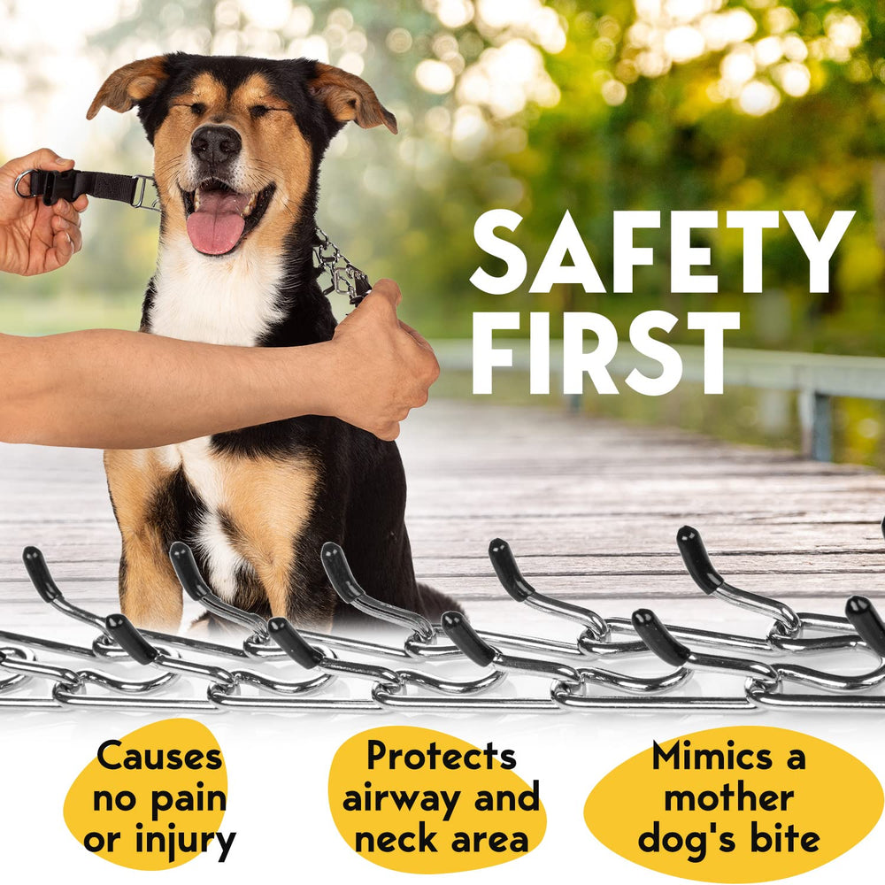 PetJett prong collar quick-release buckle enables easy on-off during walks.