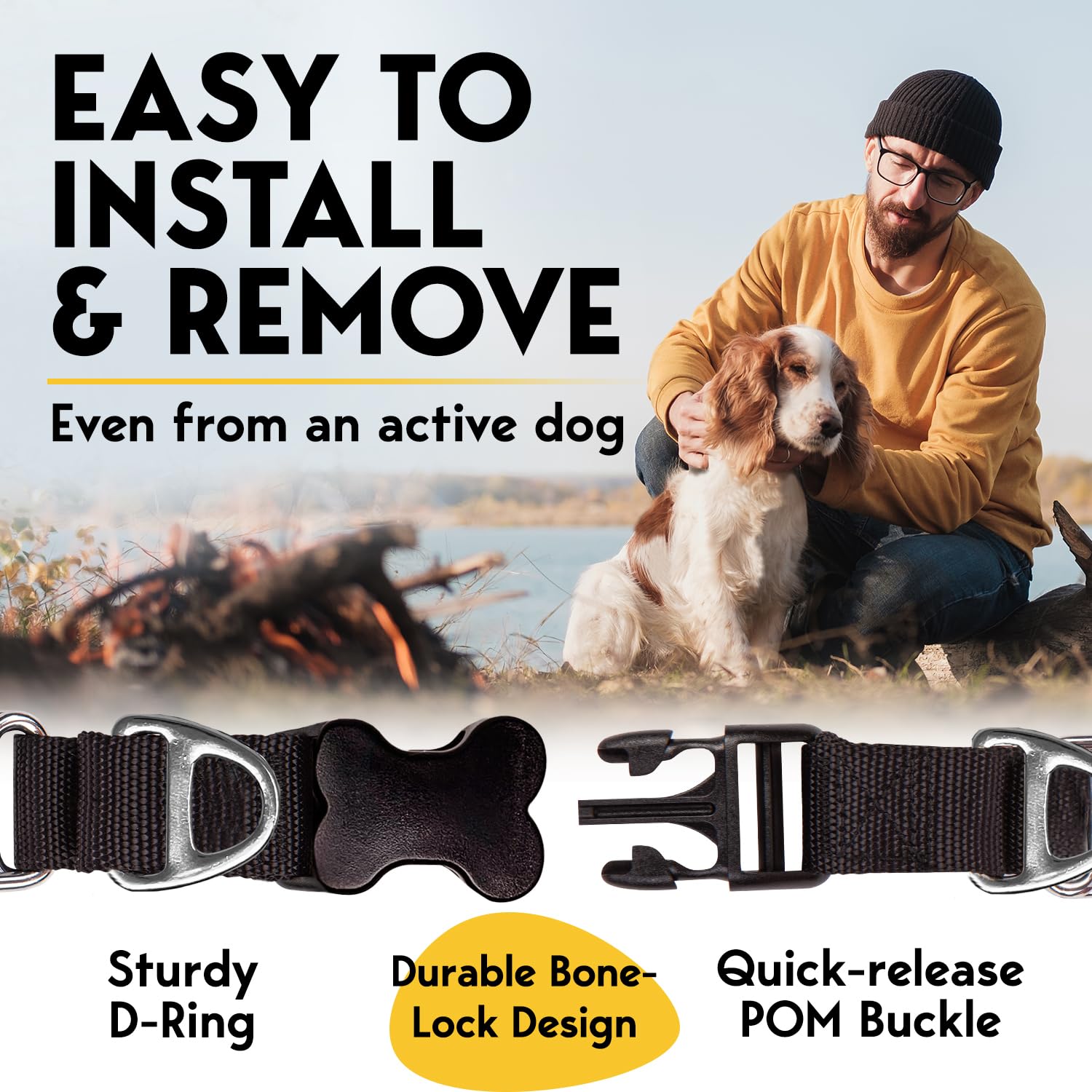 PetJett rust-resistant stainless steel collar stands up to outdoor use.