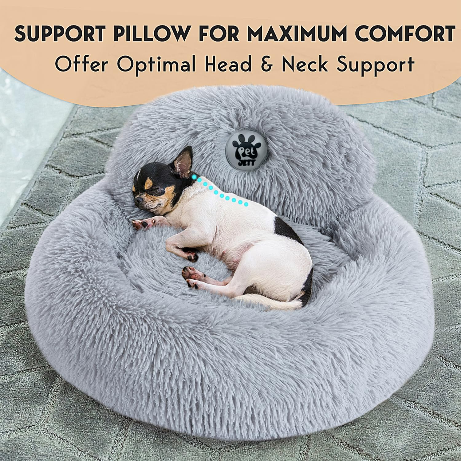 PetJett round donut bed faux fur close up highlighting plush texture