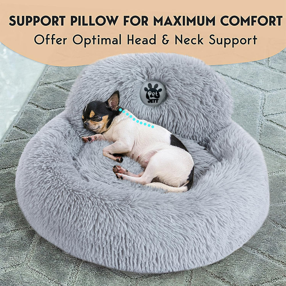 PetJett round donut bed faux fur close up highlighting plush texture
