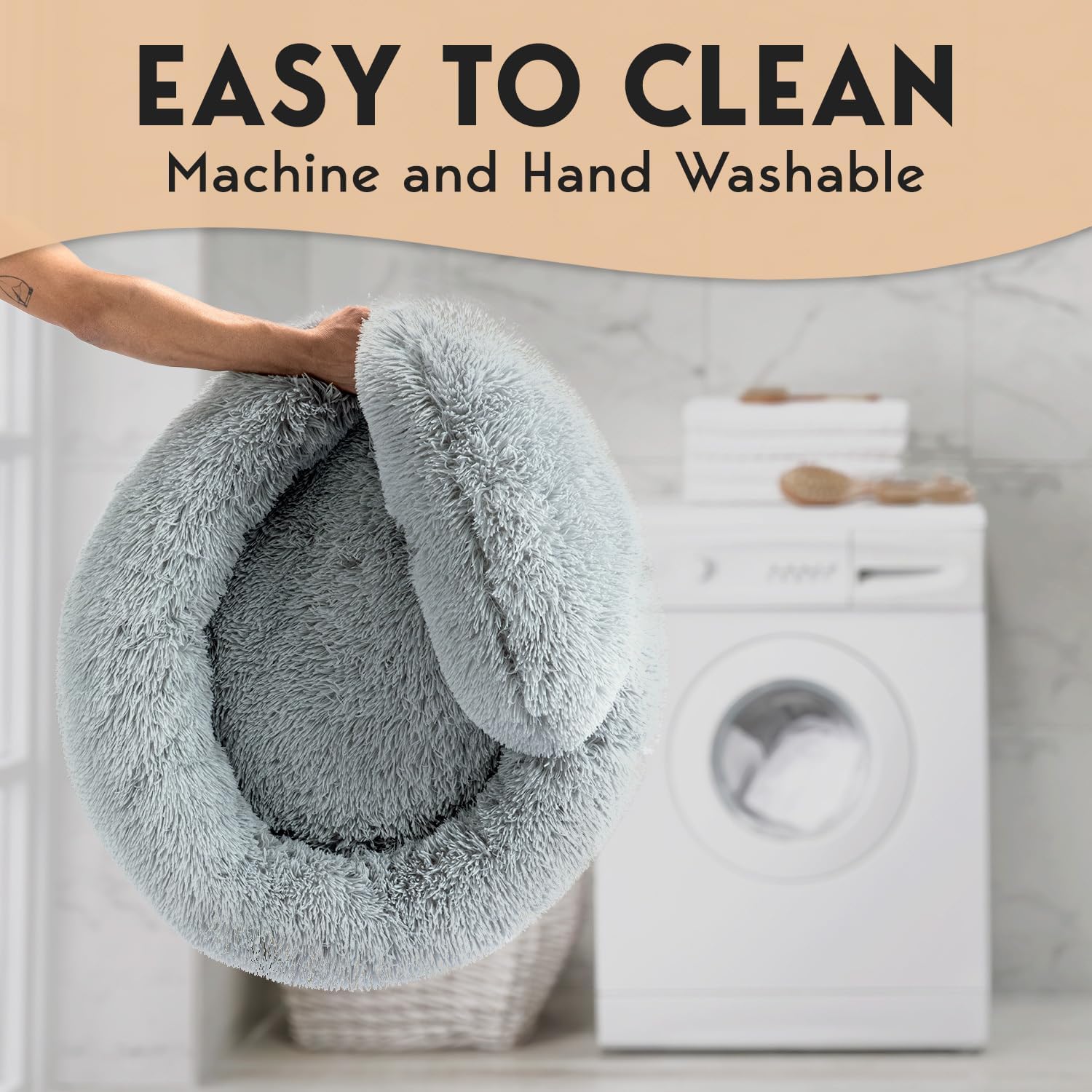 PetJett washable dog bed demonstrates easy cleaning