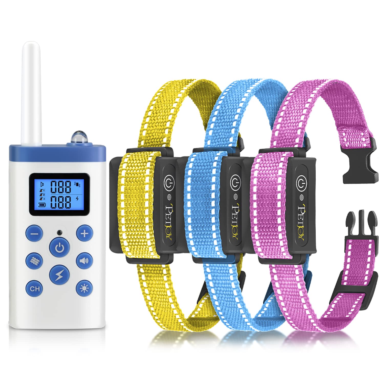 PetJoy automatic bark collar front view demonstrates discreet training for calmer dogs.