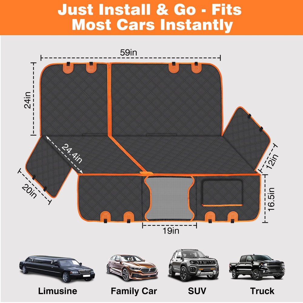 PetJoy easy-clean backseat cover simplifies wipe-downs, vacuuming, and machine washing.