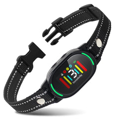 PetJoy Smart Bark Collar front view with adjustable strap for a comfortable fit.