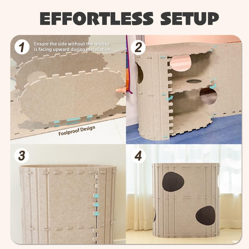 PETKARAY 2-Story Cat House easy assembly in minutes for quick setup.