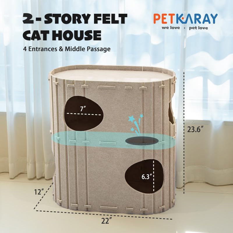 PETKARAY 2-Story Cat House inside platforms showcasing multi-level play space.
