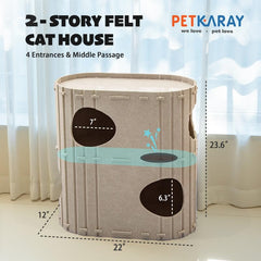 PETKARAY 2-Story Cat House inside platforms showcasing multi-level play space.