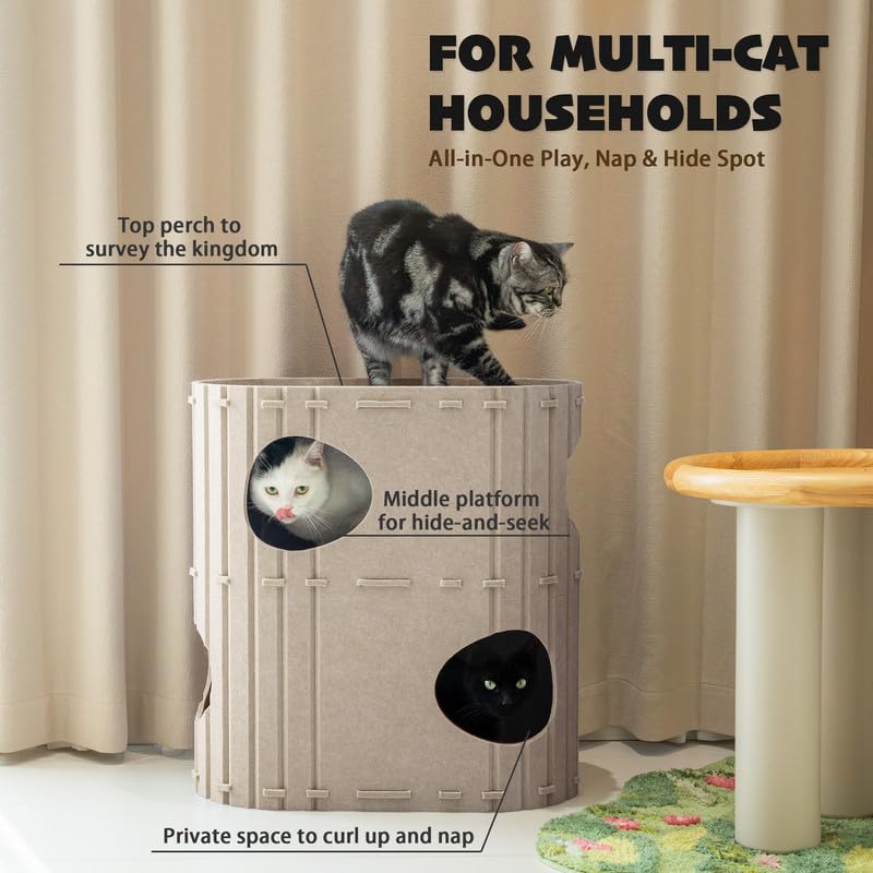 PETKARAY 2-Story Cat House middle passage supports exploration and easy access.