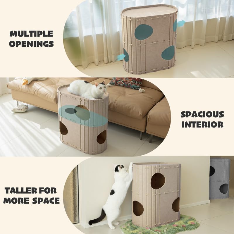 PETKARAY 2-Story Cat House multi-cat use supports shared play and peaceful rest.