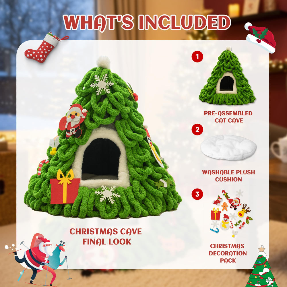 PETKARAY cat cave soft cushion, washable and removable cover for easy cleaning.