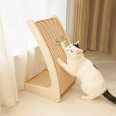 PETKARAY cat scratcher assembled showing curved design for easy indoor placement and cat relief.