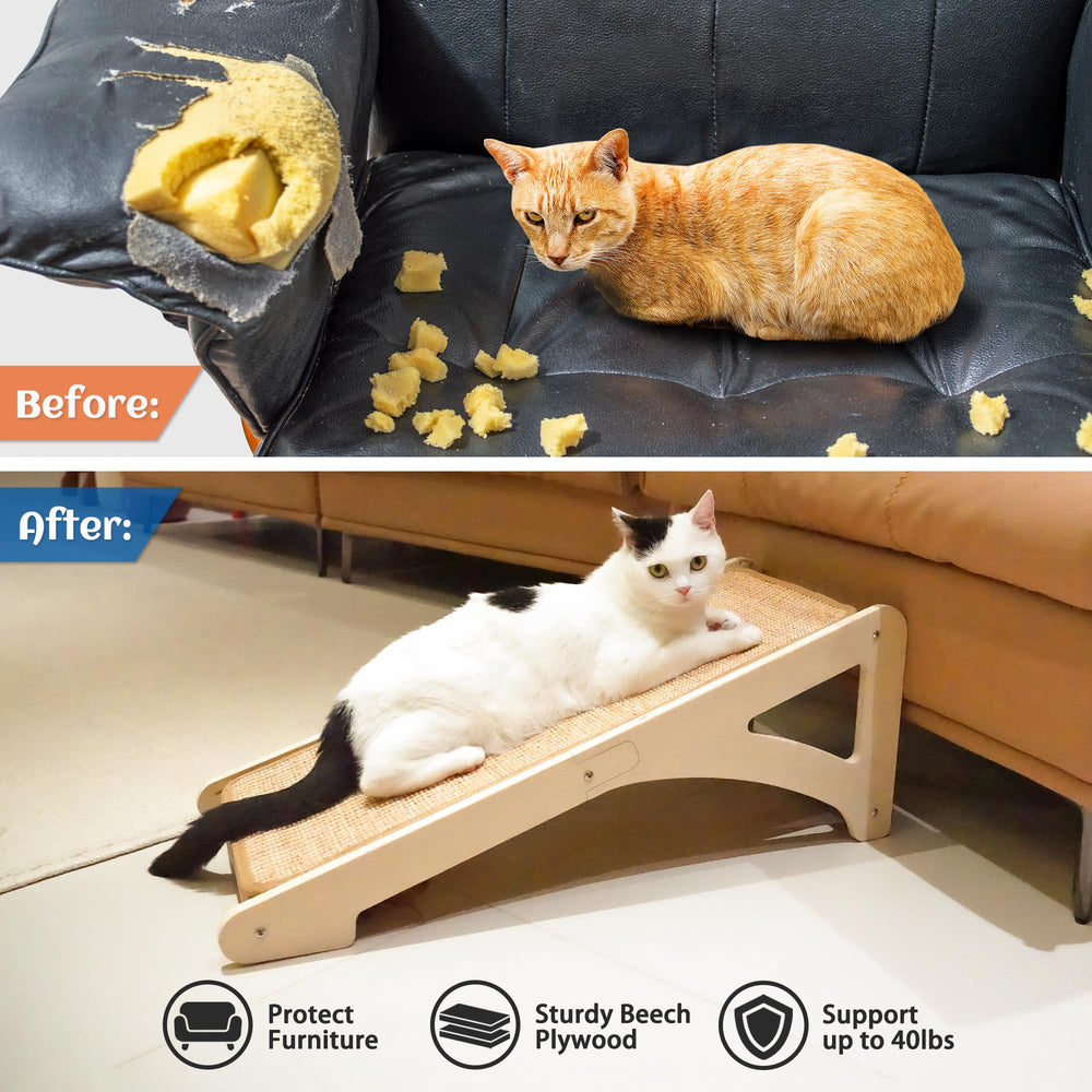 PETKARAY cat scratcher wooden frame highlights sturdy construction.