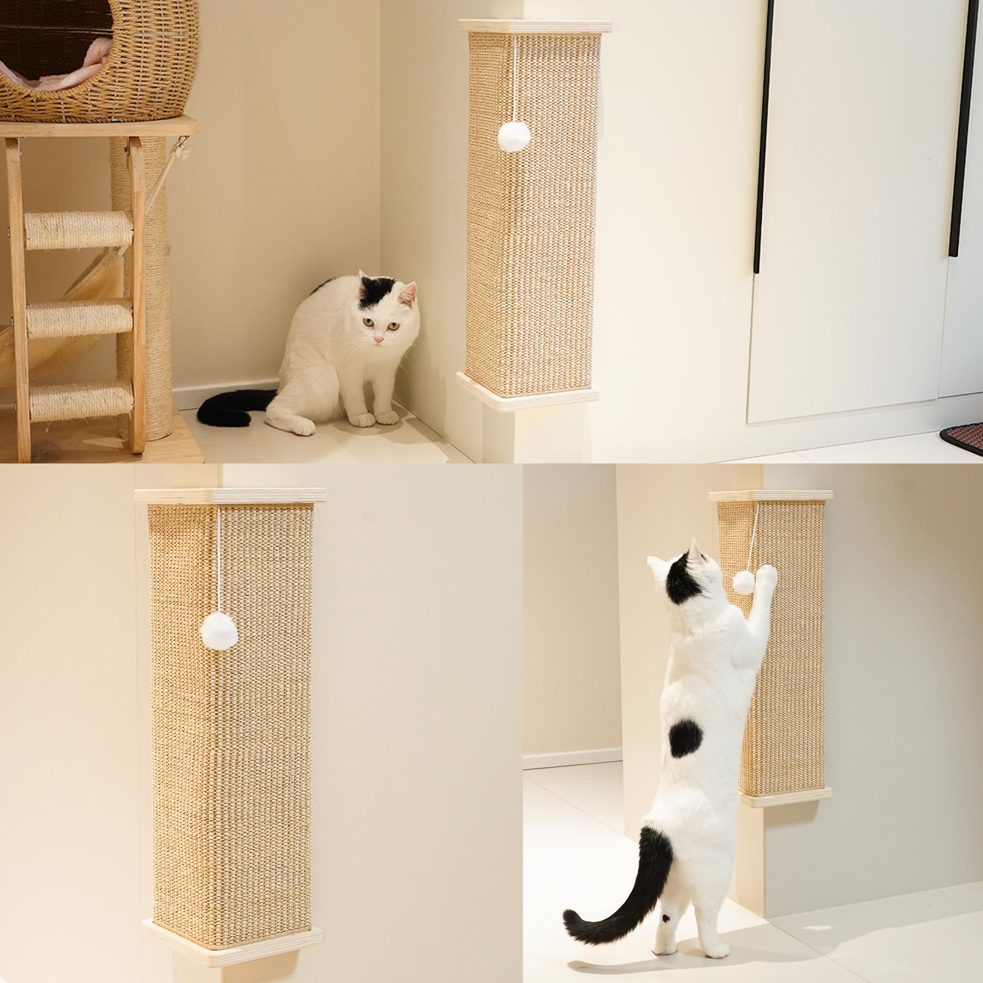 PETKARAY cat scratcher with toy ball adds playtime to scratching sessions.