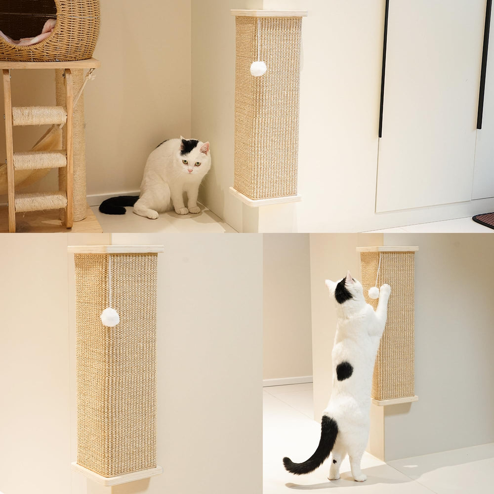 PETKARAY cat scratcher with toy ball adds playtime to scratching sessions.