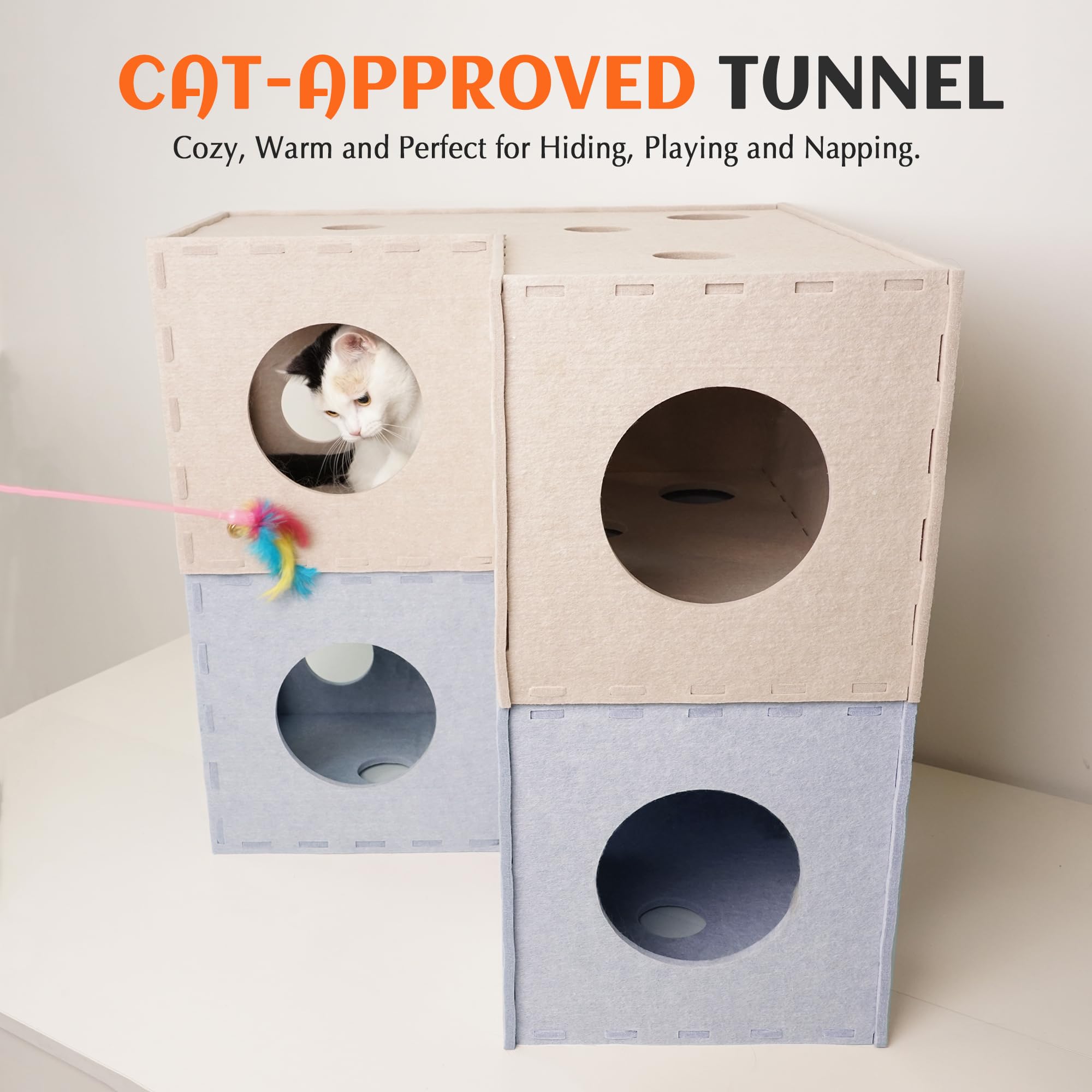 PETKARAY cat tunnel folded storage folds compactly for space-saving storage.