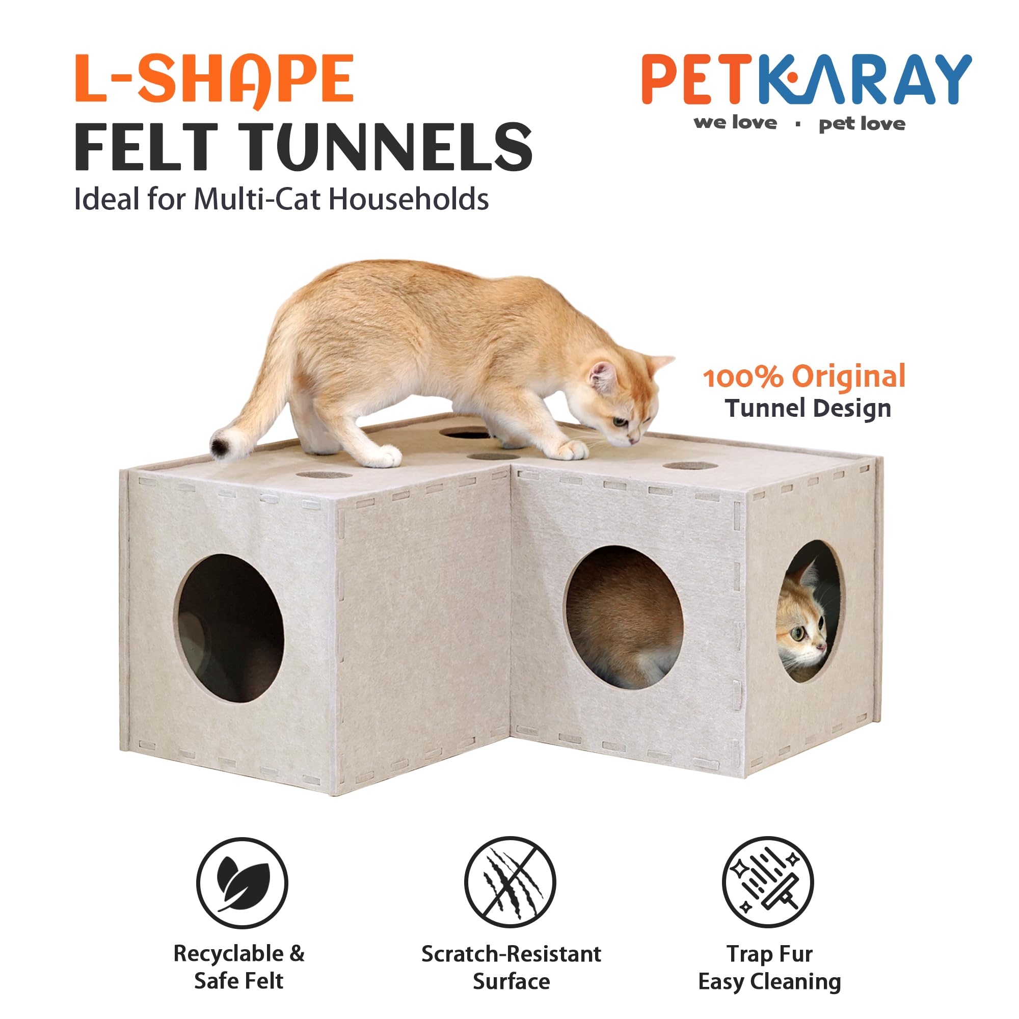 PETKARAY cat tunnel peek hole invites curiosity and interactive play.