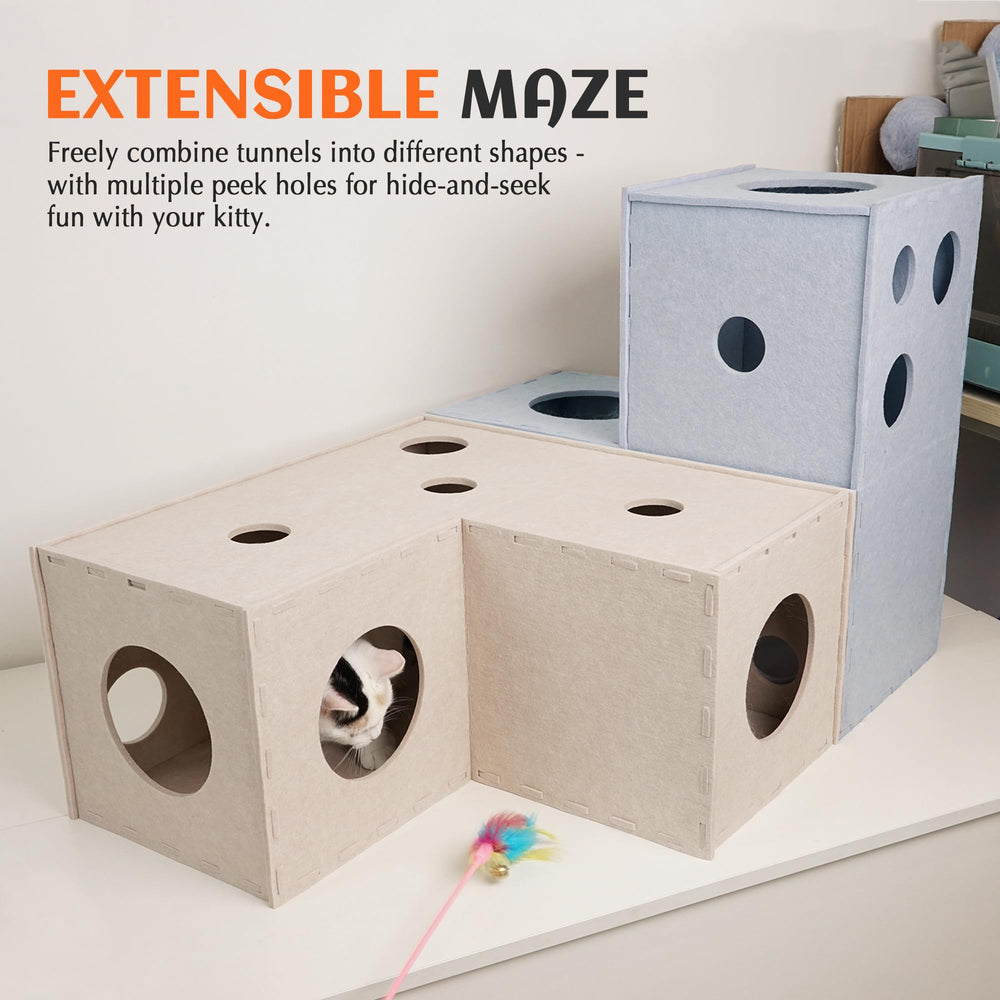 PETKARAY cat tunnel soft felt supports gentle claws and easy maintenance.