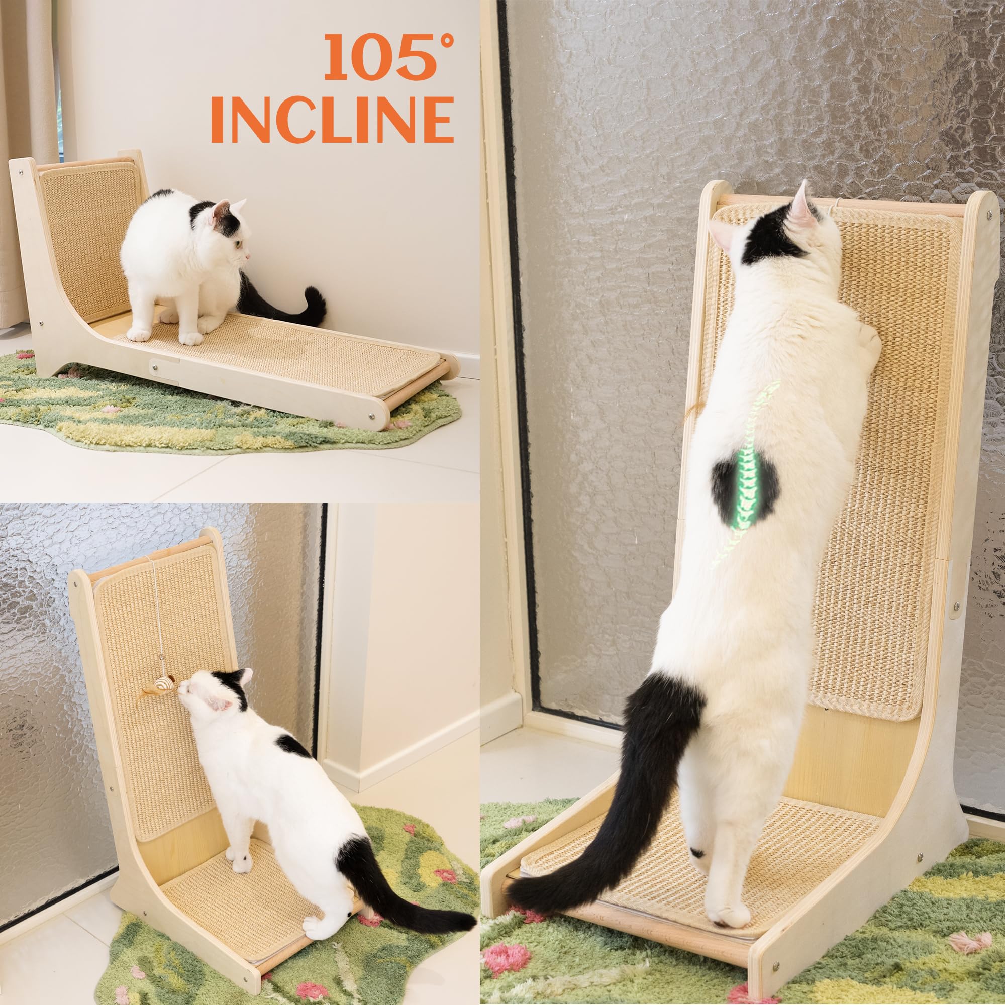 PETKARAY scratcher includes catnip and a plush mouse toy to attract cats.