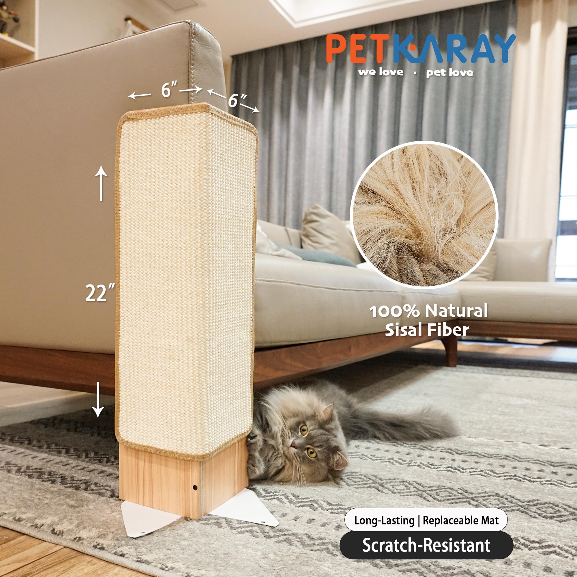 PETKARAY corner wall-mount scratcher on wall space-saving solution for apartments