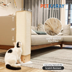 PETKARAY Couch Corner Cat Scratcher side view mounted on wall showing stable base.
