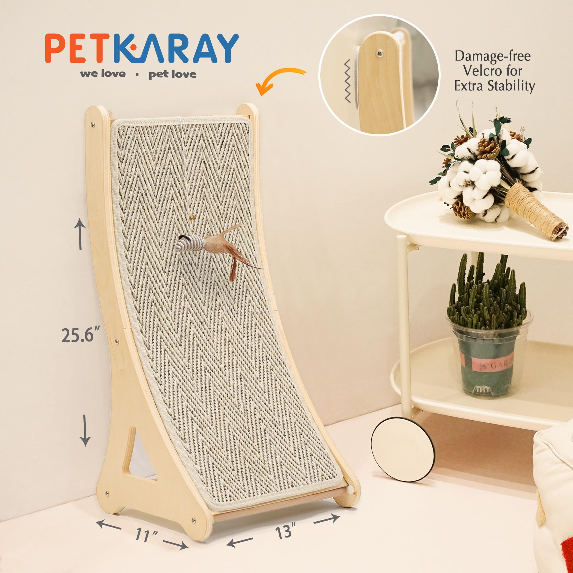 PETKARAY curved scratcher dimensions 25.6 inches for ample scratching space