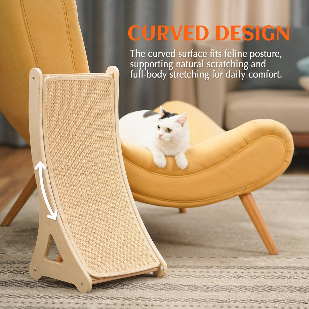 PETKARAY curved scratcher ideal for indoor cats and apartment living.