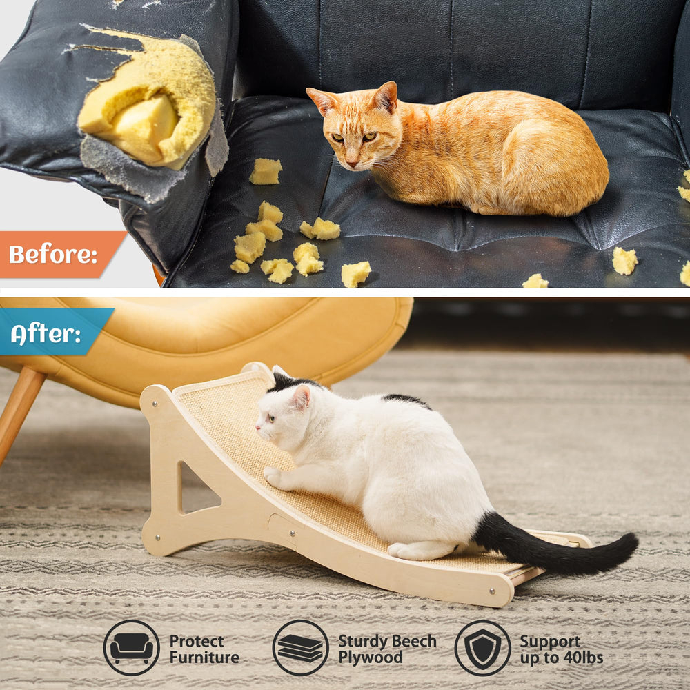 PETKARAY curved scratcher doubles as furniture protection by redirecting claws.