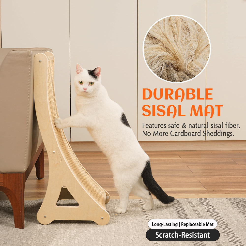 PETKARAY curved scratcher wooden frame detail showcasing durable construction