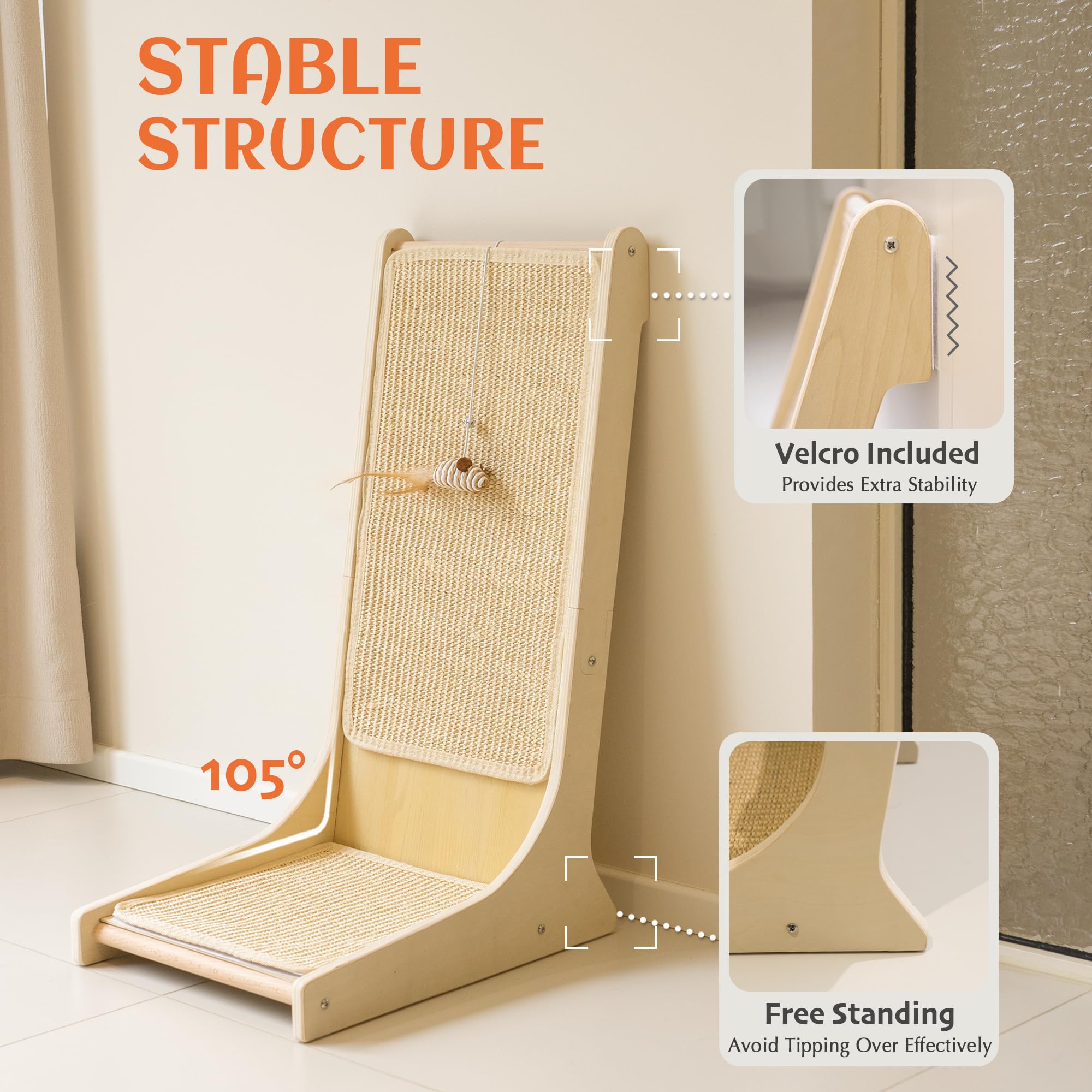 PETKARAY durable sisal fibers scratcher stands up to daily use.
