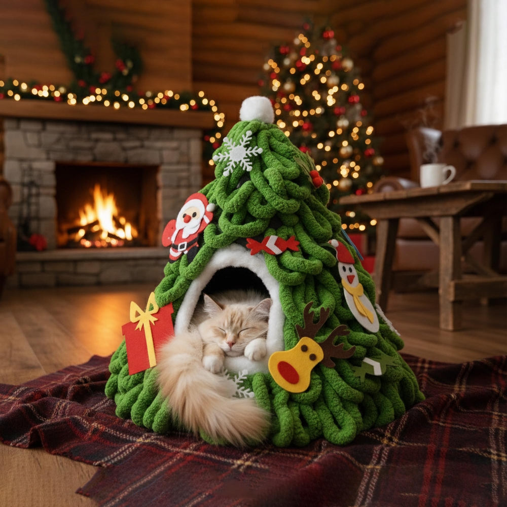 PETKARAY holiday gift cat cave, gift-ready presentation with festive appeal.
