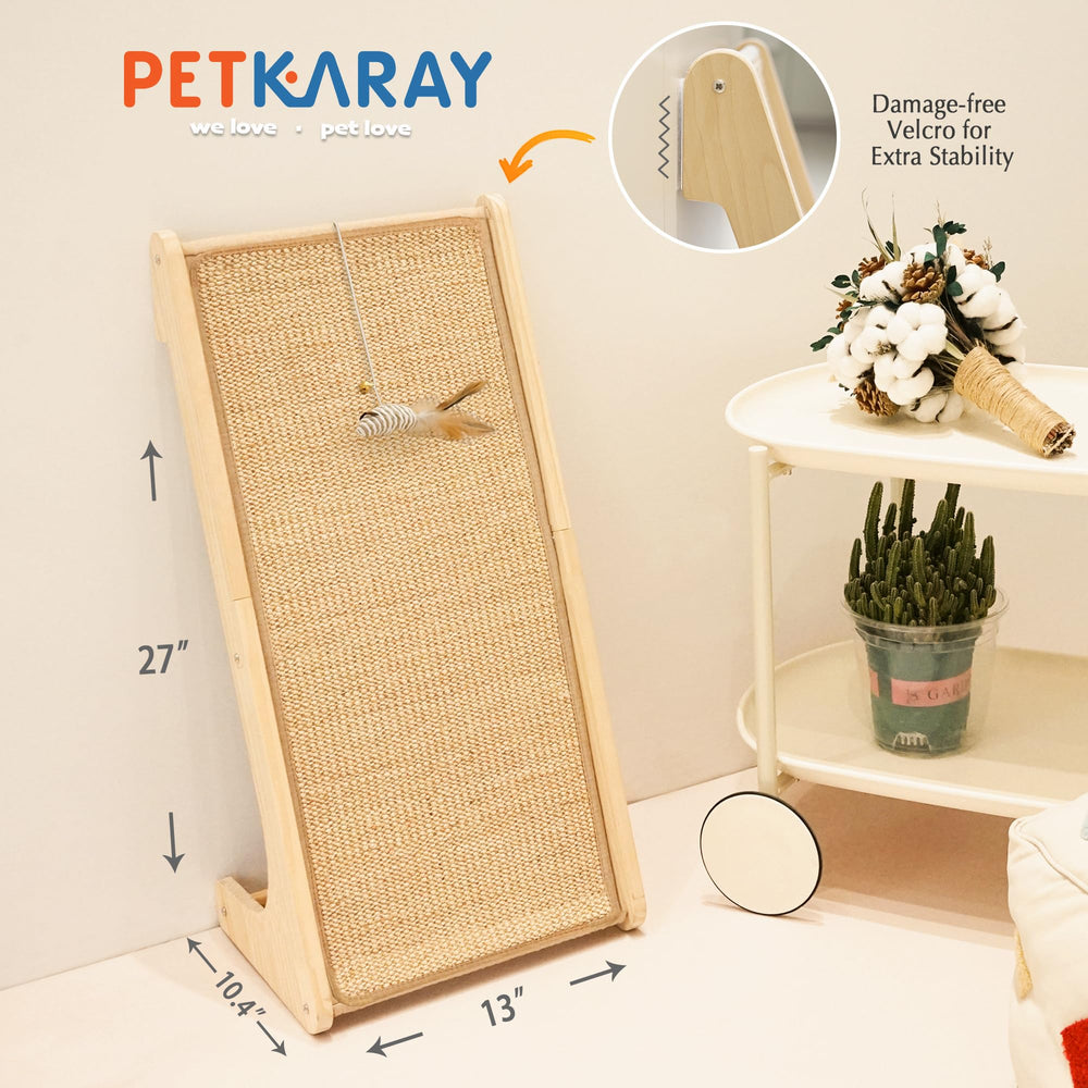 Petkaray indoor cat scratcher with sisal satisfies claws and instincts.