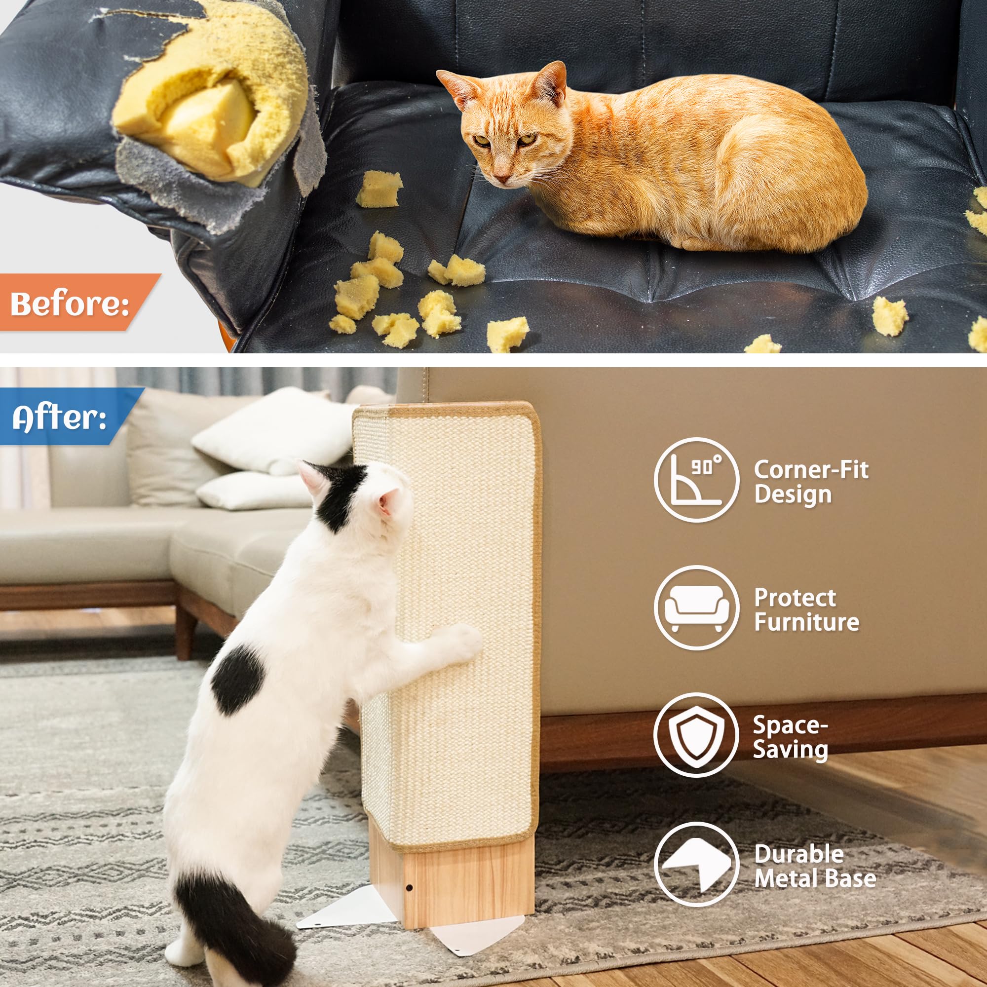 PETKARAY natural sisal mat close-up emphasizes cat-friendly scratch texture