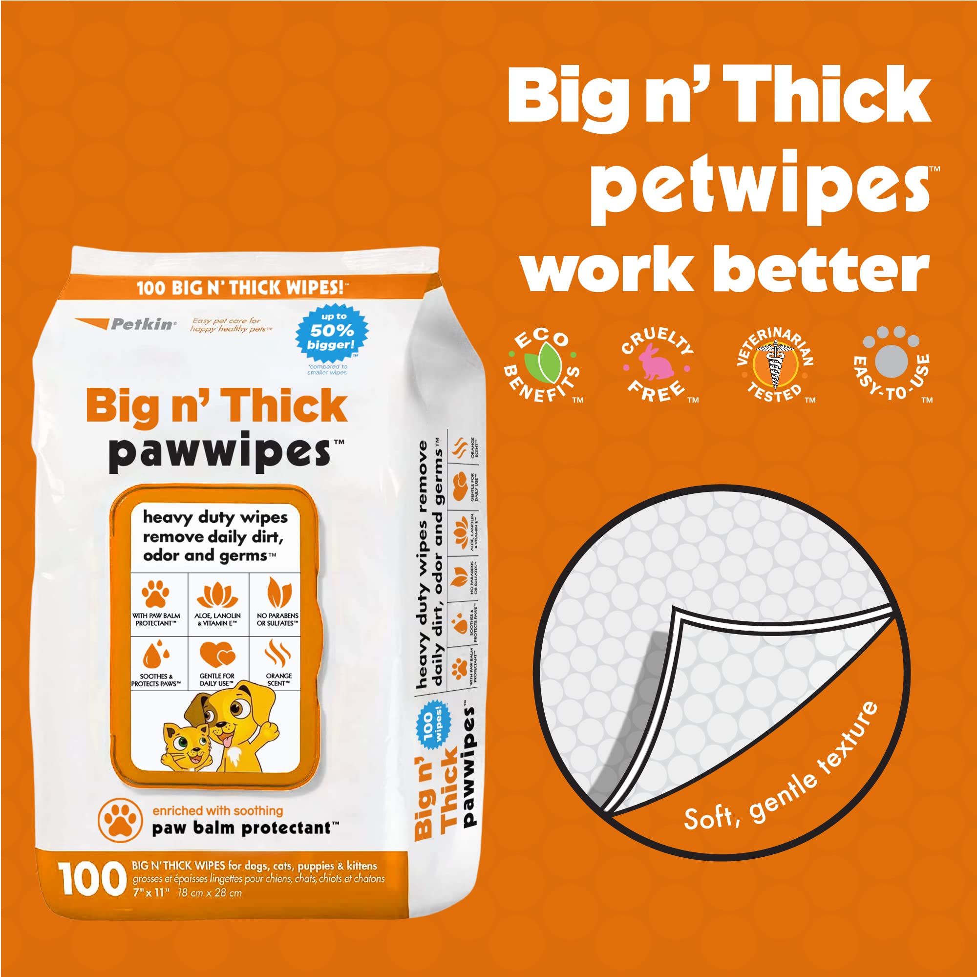 Petkin Big N' Thick Paw Wipes after a muddy walk reduce waste with fewer wipes.