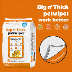 Petkin Big N' Thick Paw Wipes after a muddy walk reduce waste with fewer wipes.