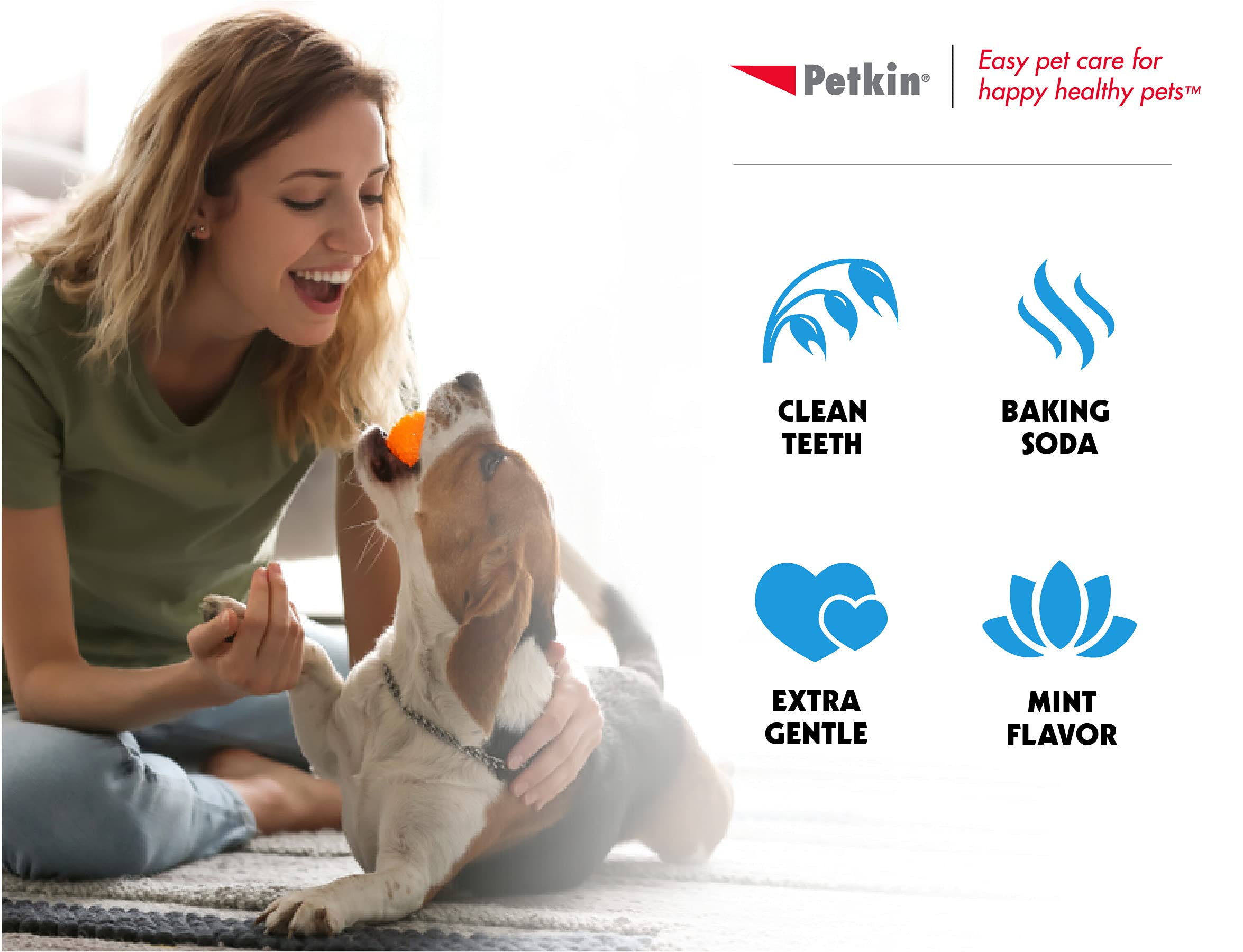 Petkin dental wipes before-after smile demonstrates visible mouth cleaning potential