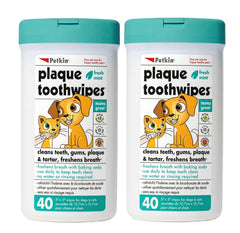 Petkin dental wipes fresh mint 2-pack box for convenient daily oral care