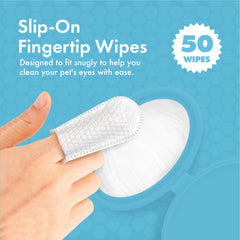 Petkin Fingertip Eye Wipes Aloe Vera fragrance-free formula for sensitive pets