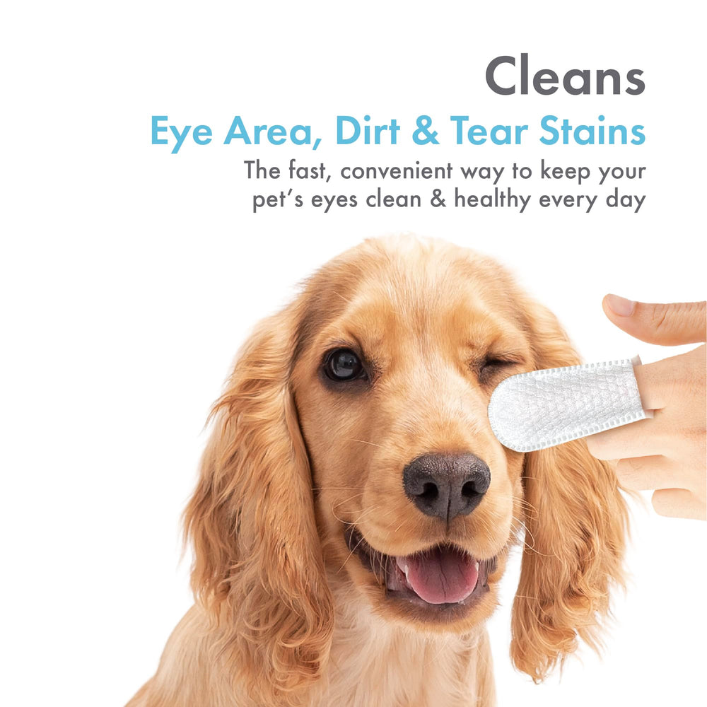 Petkin Fingertip Eye Wipes micro-bristle fabric cleans gently