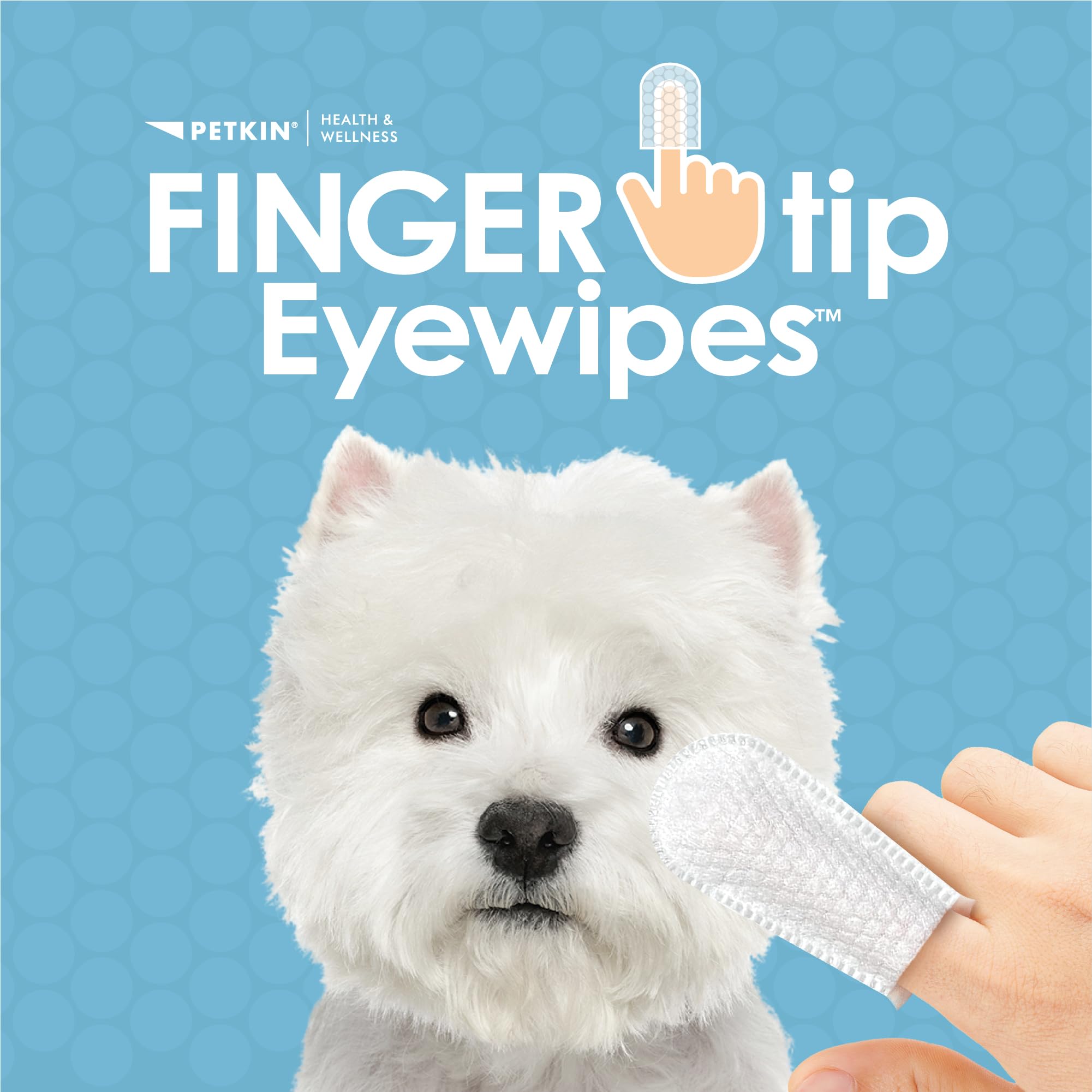 Petkin Fingertip Eye Wipes slip-on design ready for quick eye cleaning
