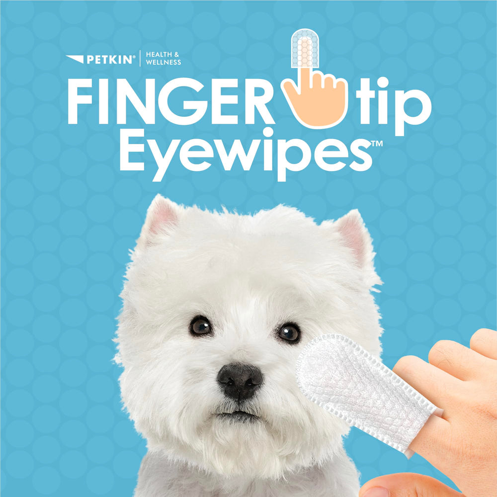 Petkin Fingertip Eye Wipes slip-on design ready for quick eye cleaning
