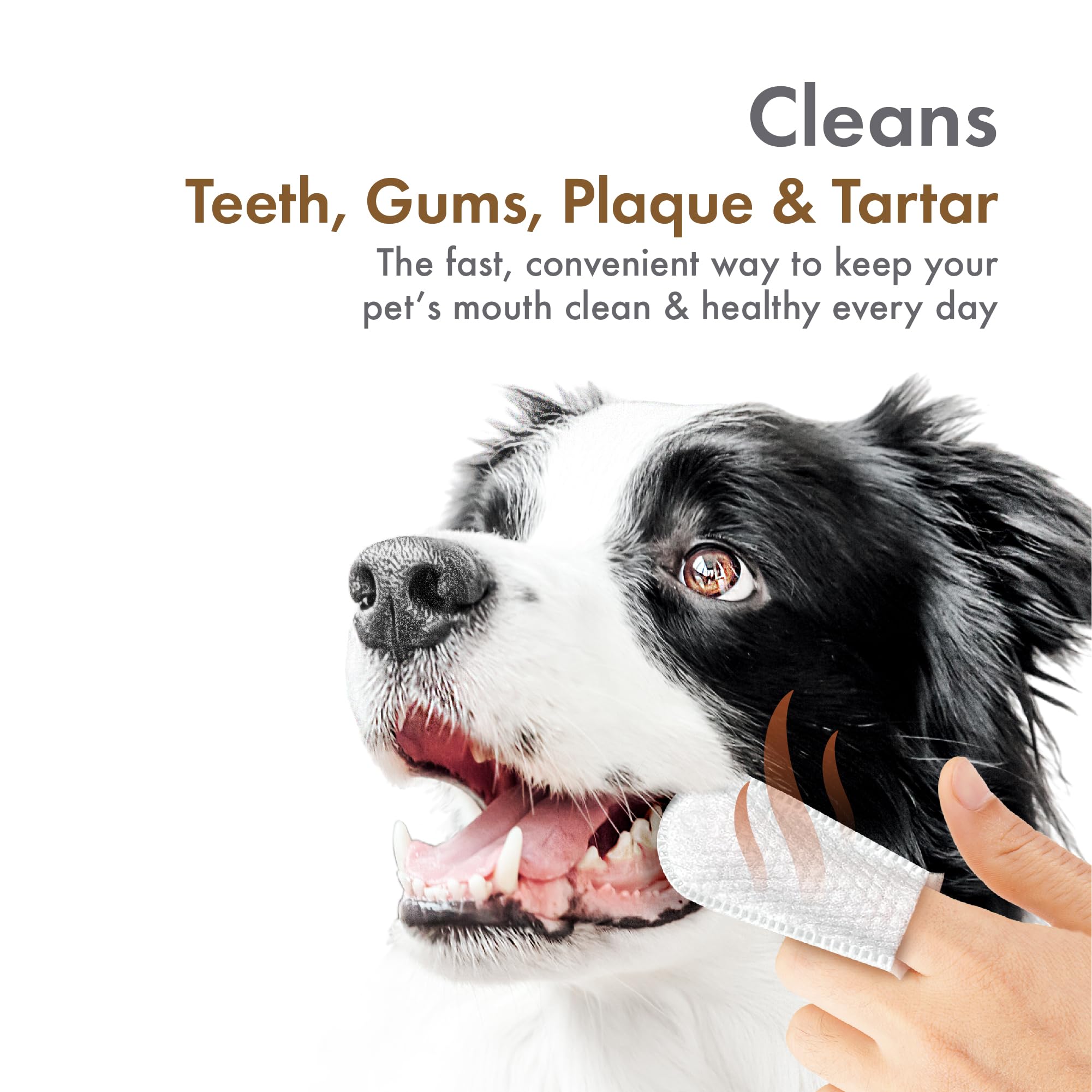 Petkin Fingertip Tooth Wipes featuring aloe provide a gentle, soothing clean.