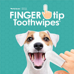 Petkin Fingertip Tooth Wipes with micro-bristle fabric for effective cleaning.
