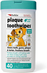 Petkin Fresh Mint Dental Wipes with cap open for easy water-free care