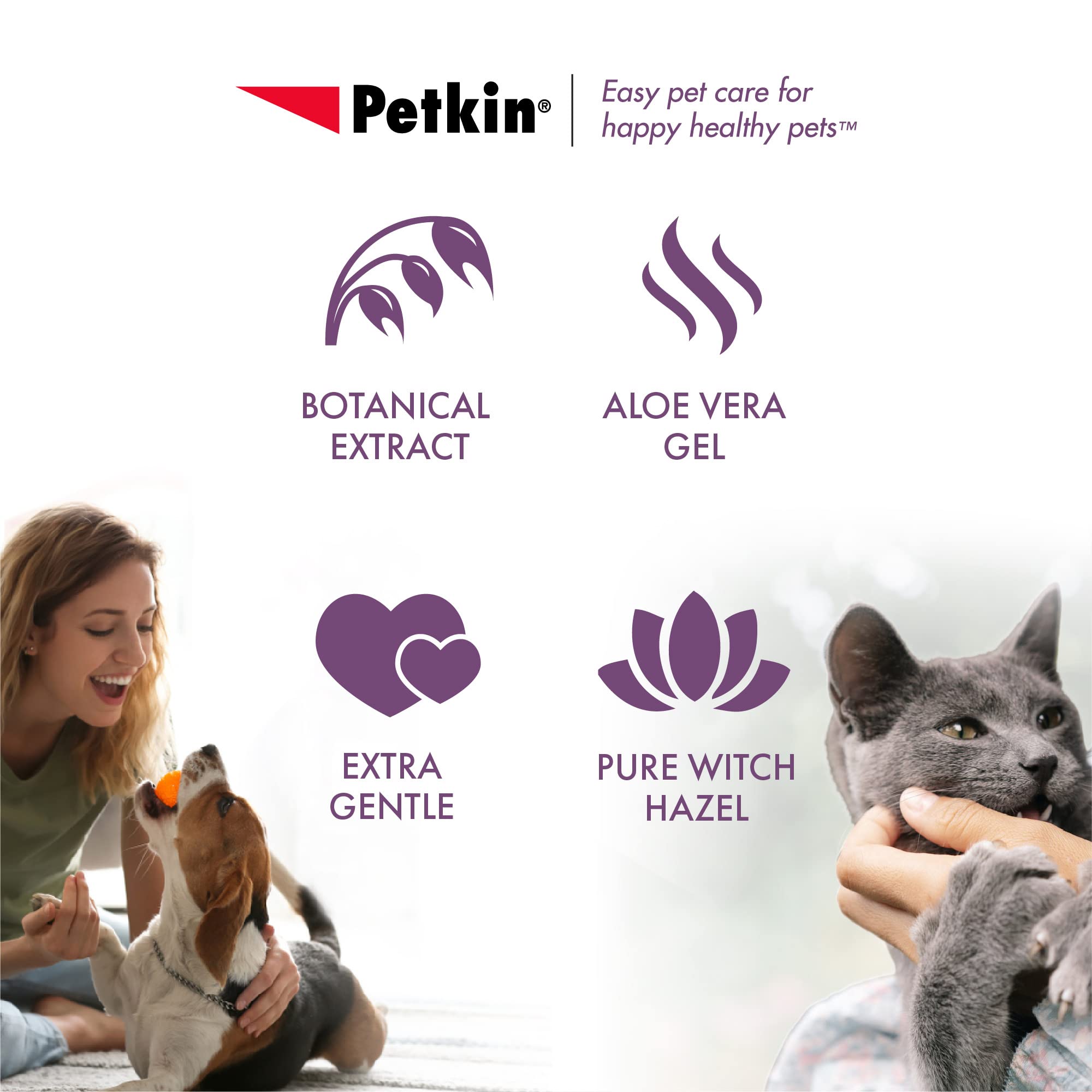 Petkin Jumbo Ear Wipes in use on a cat for safe ear care