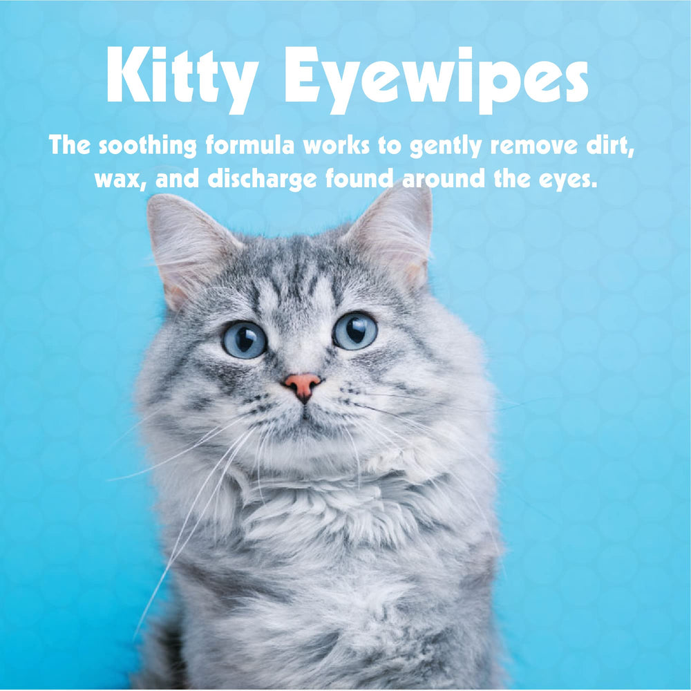 Petkin Kitty Eye Wipes removing tear stains from eye area