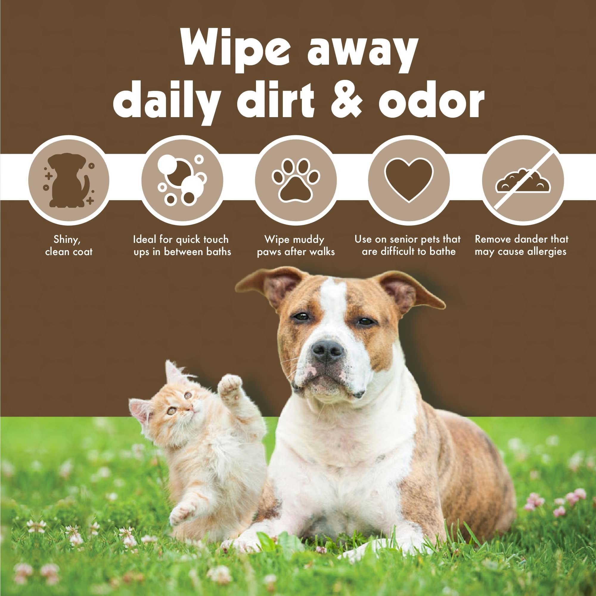 Petkin Mega PetWipes coat-soft finish after cleansing supports comfortable daily care.