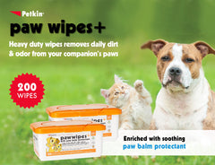 Petkin Paw Wipes Plus close up of thick absorbent wipes