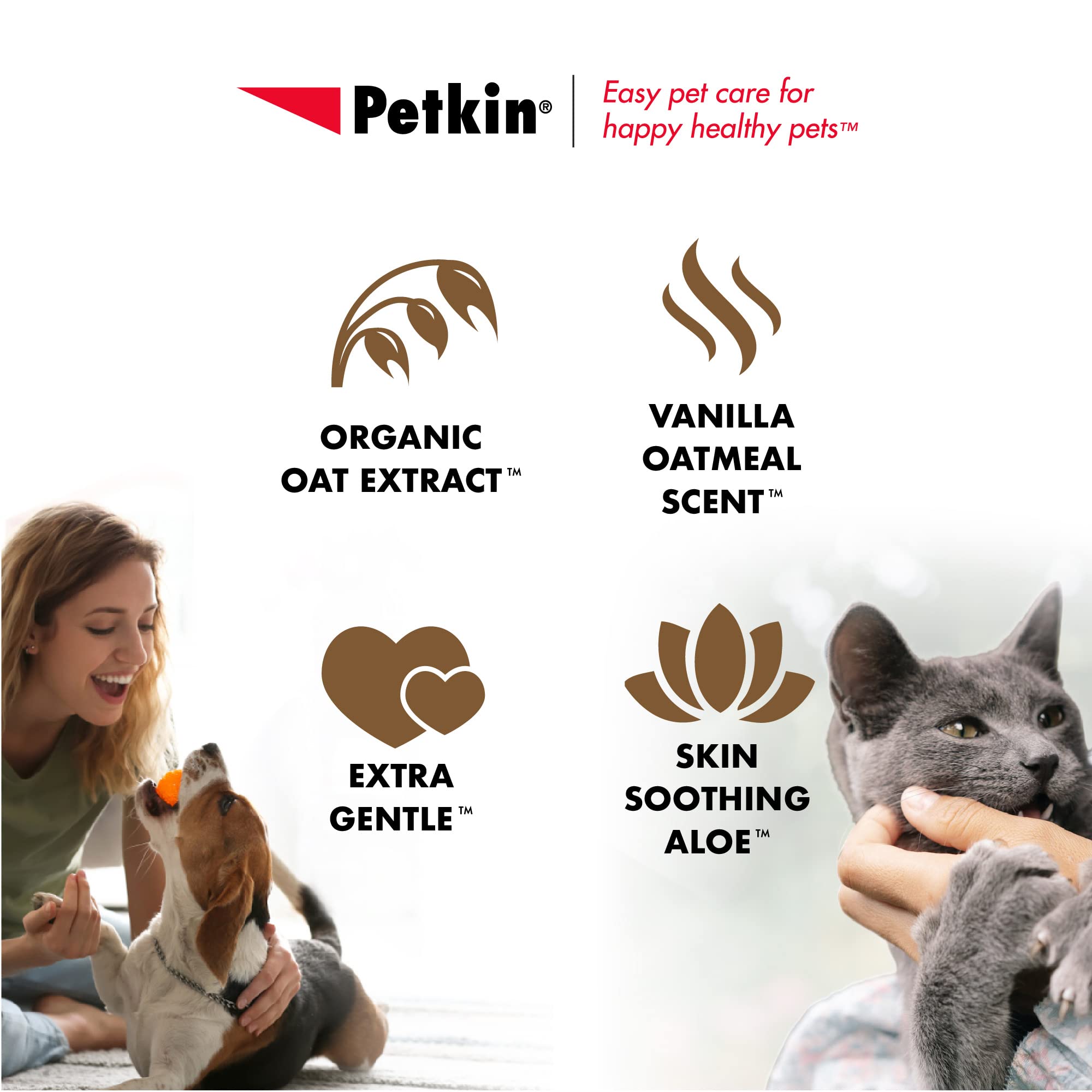Petkin Pet Wipes used around a cat's face for quick refresh