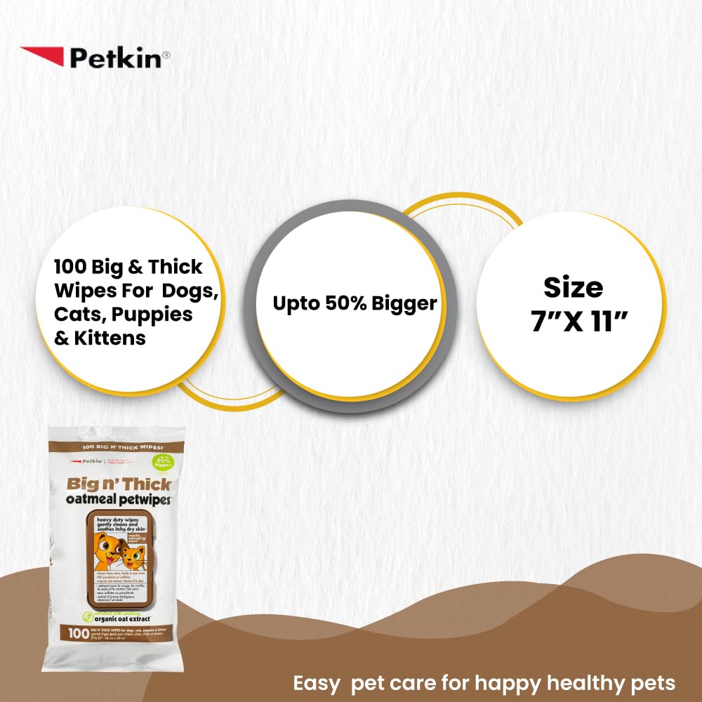 Petkin wipes safe around eyes and ears for quick refresh between baths.