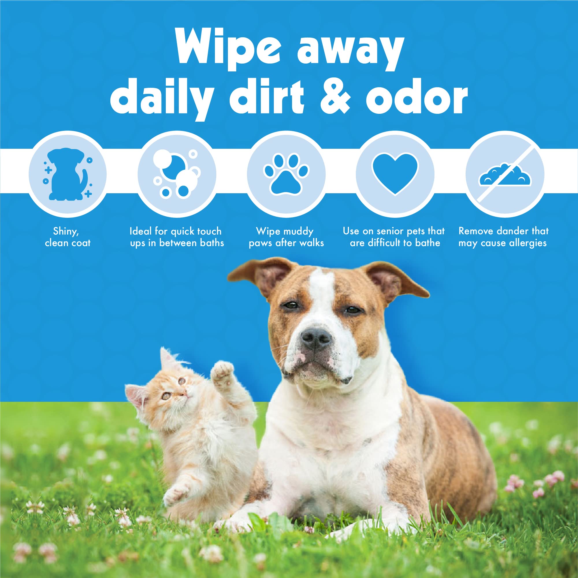 Petkin Pet Wipes large pack: gentle oat extract for soft coat